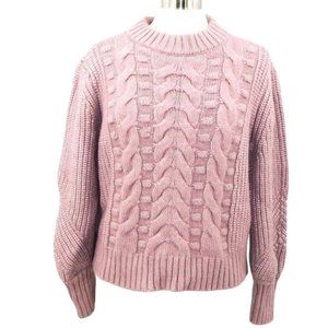 A New Day Dusty Rose Cable Knit Chunky Pullover Sweater